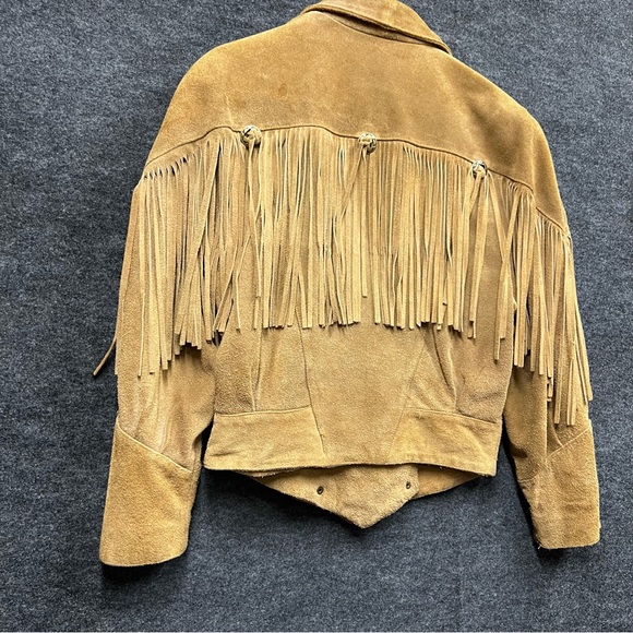 Vintage Real Life Suede Leather Fringe Jacket Women’s Size Small - Picture 13 of 16